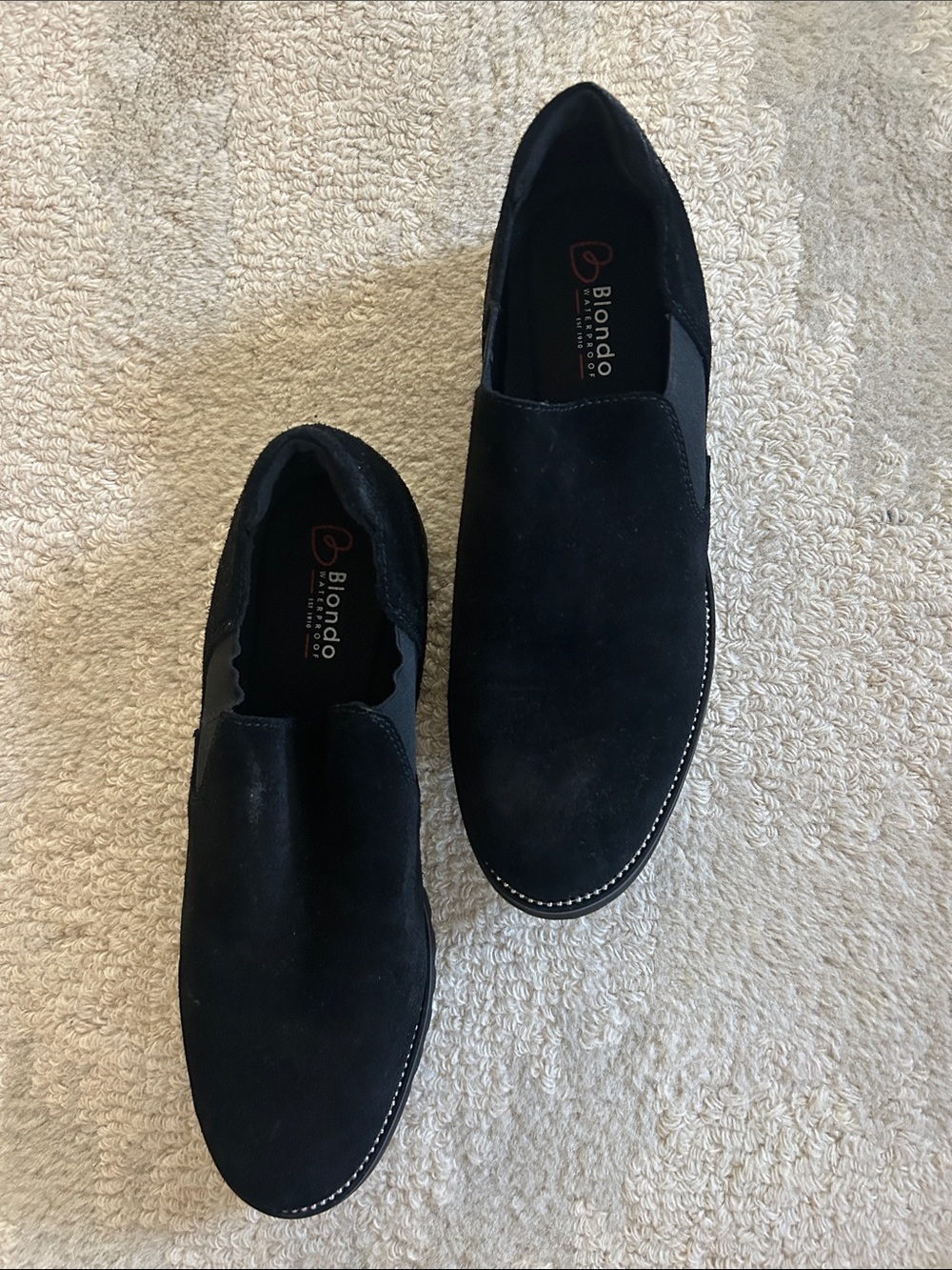 Blondo Black Suede Slip-On Loafers-waterproof